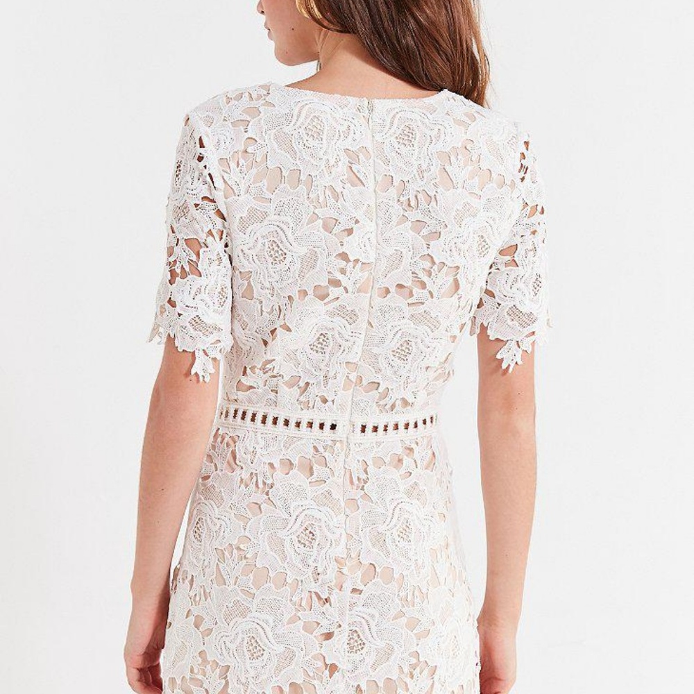 UO White Floral Lace Ladder Mini Dress - Picture 3 of 8